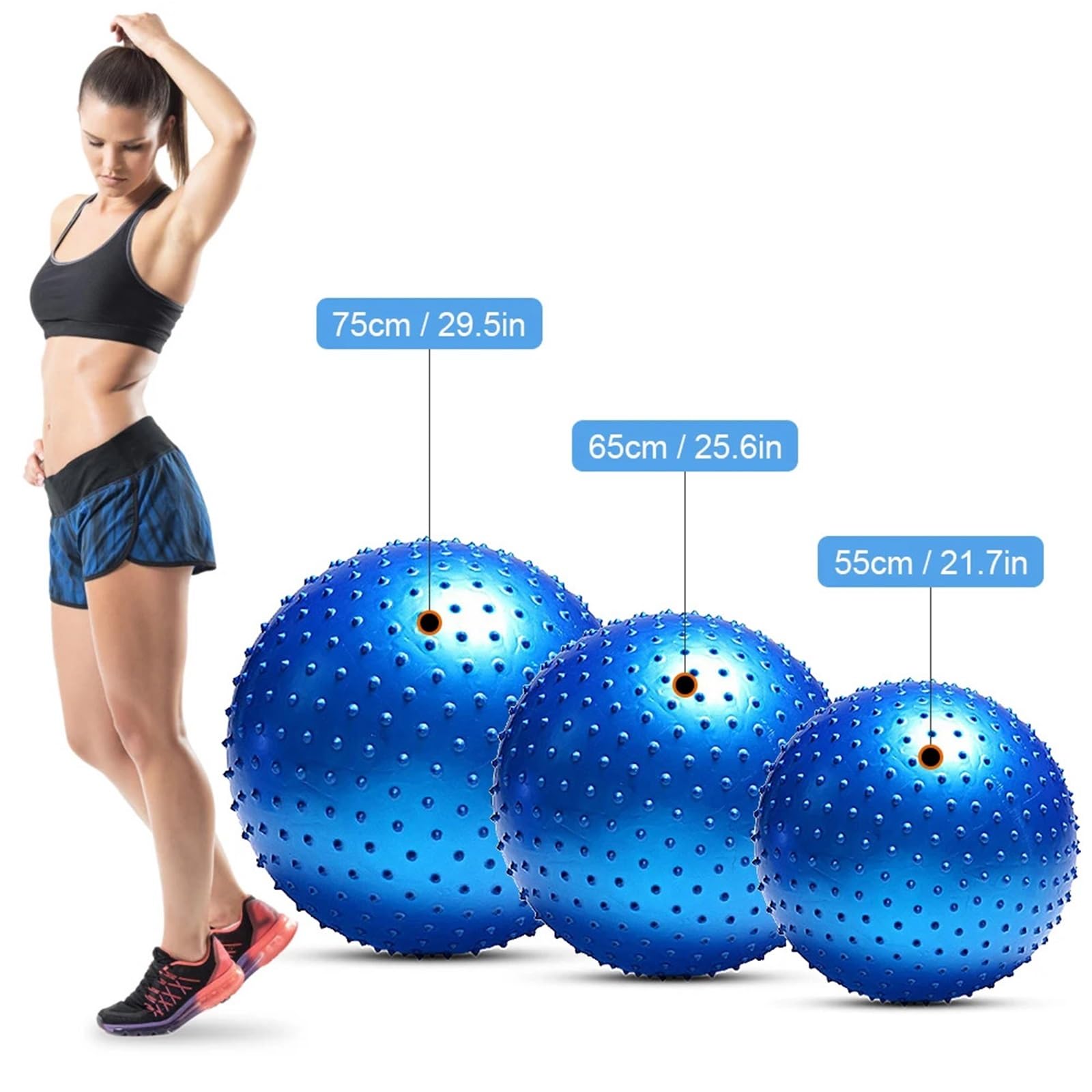 Gymnastikball 45CM 55CM 65CM 75CM Stachelmassageball Sport Yoga Bälle Punkt Fitness Gym Balance Fitball Pilates Workout Übung