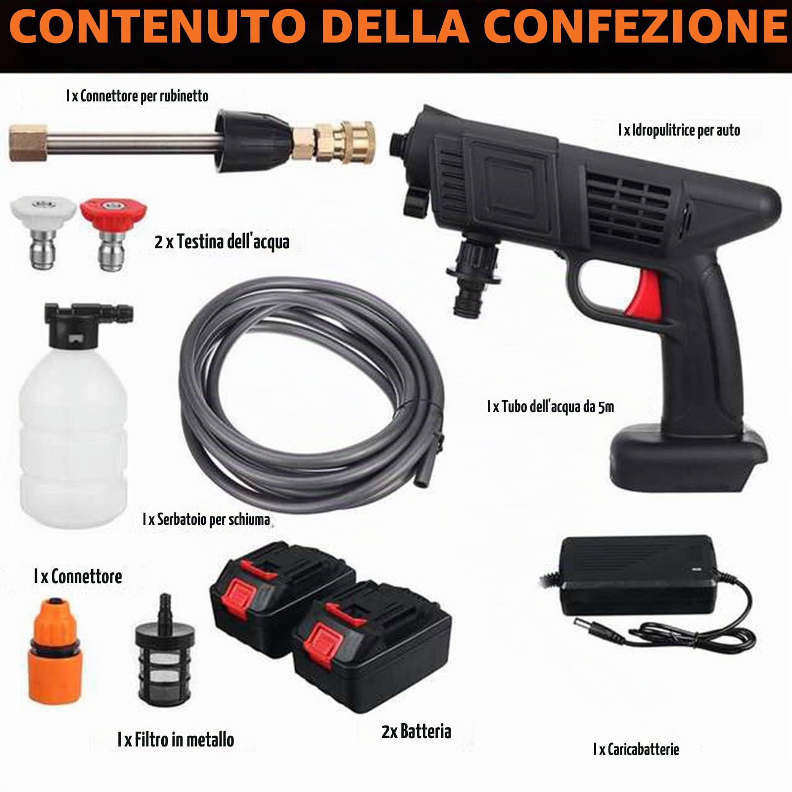 idropulitrice Elettrica a batteria portatile, 50PSI con Caricabatterie, Ricaricabil
