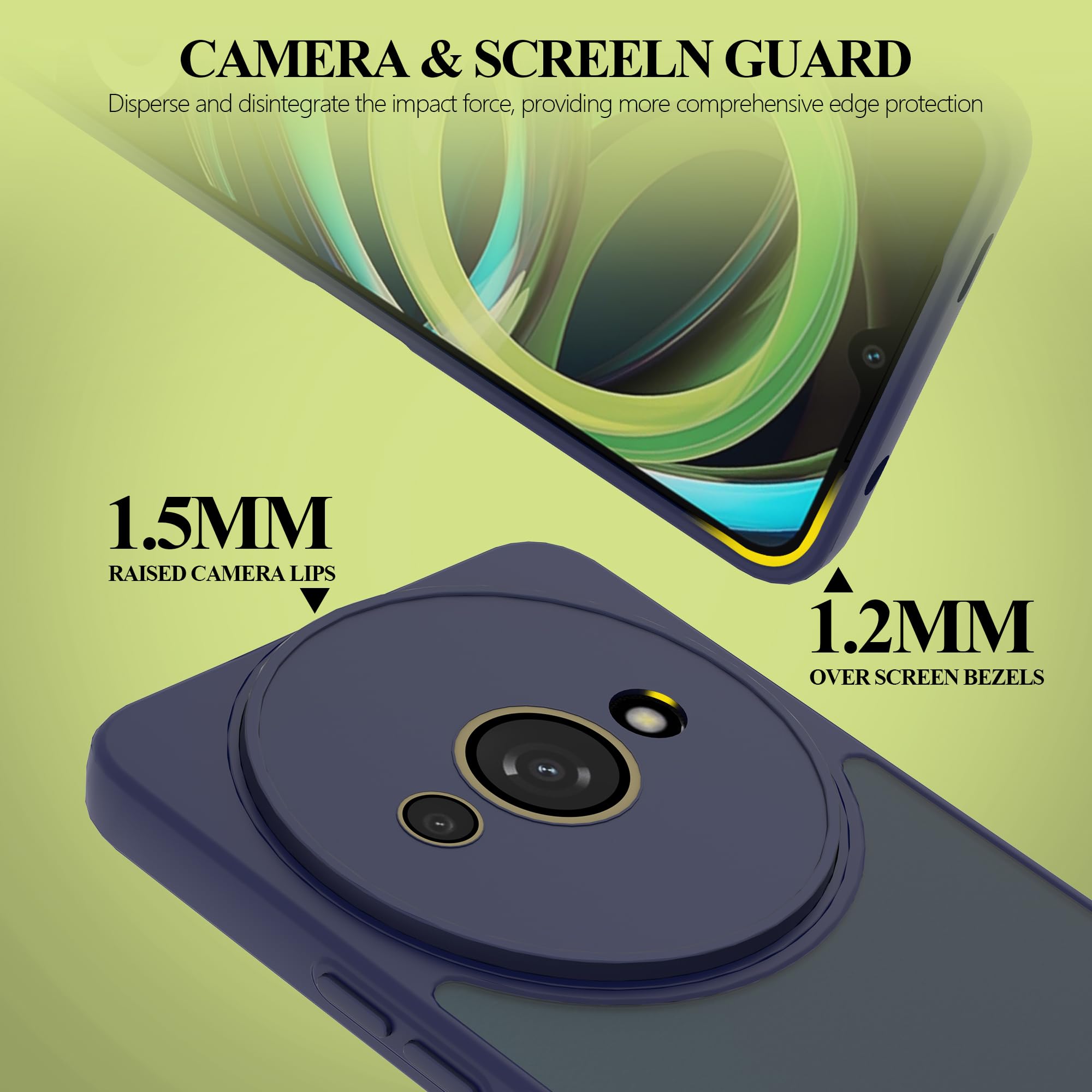zZjoOoj Cover per Redmi A3 Con 1 Pezzi Pellicola Vetro Temperato, Custodia Trasparente per Assorbimento degli Urti con Paraurti in TPU Morbido, Sottile Morbida in Silicone TPU Protettiva Case