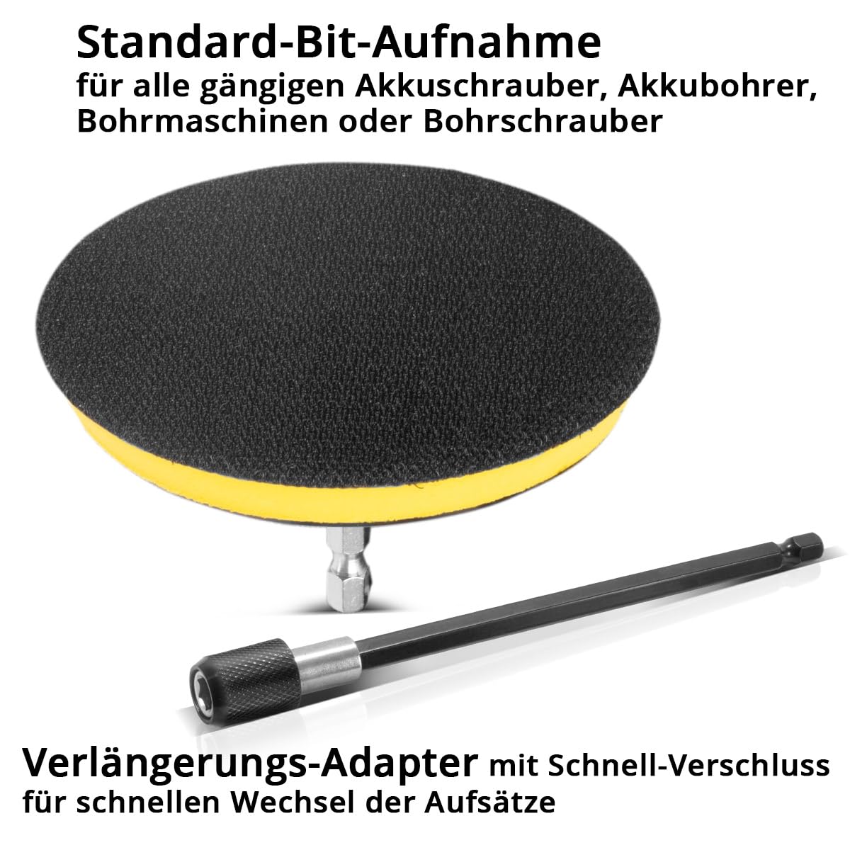 STAHLWERK Set di 45 spazzole per avvitatore a batteria e trapani, cuscinetti abrasivi in velcro, spazzole per la pulizia e spugne per lucidatura con attacco standard con adattatore di prolunga incluso