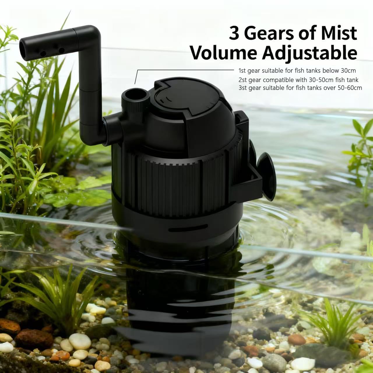 Filtro U-V de acuario para agua verde, máquina limpia interna para peceras con aireación, bomba de agua sumergible y luz U-V con temporizador, para tanque de 10-75 galones (105 GPH/4 W)