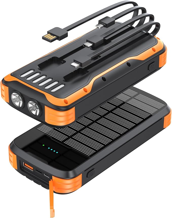 MINRISE Solar Power Bank 40000mAh, Portable Charger PD 20W Fast Charging