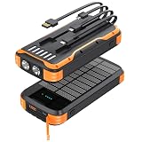 MINRISE Solar Power Bank 40000mAh, Portable Charger PD 20W Fast Charging Orange-black