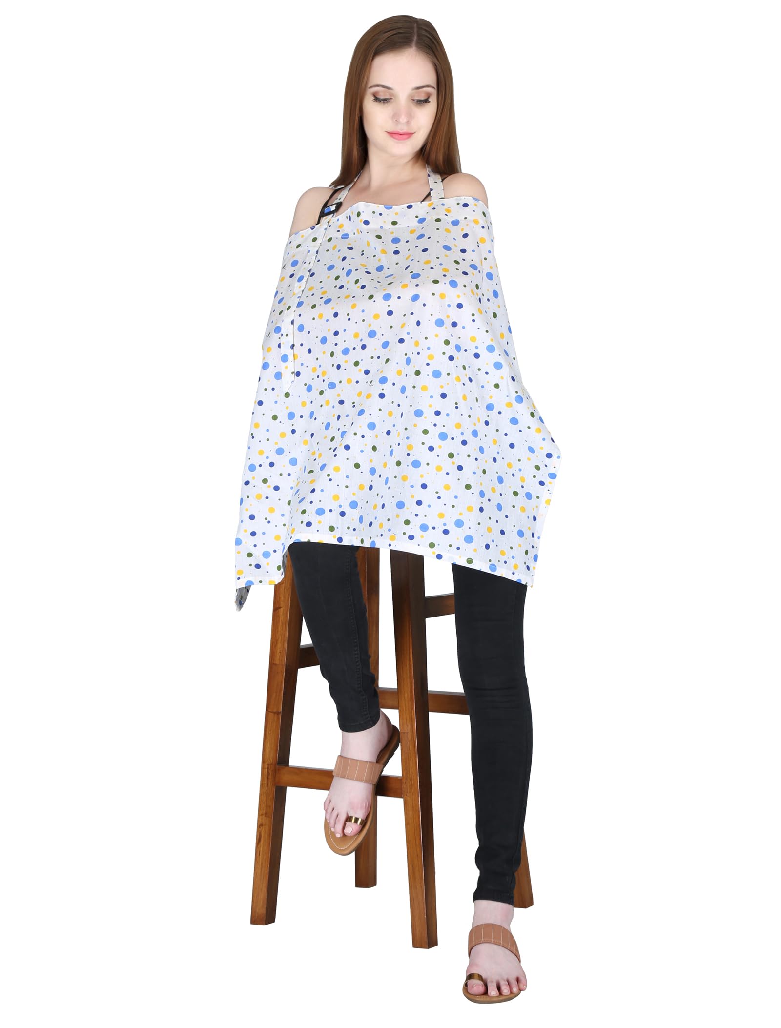 Switchon Feeding Apron Cover Maternity Cover 100% Cotton Maternity Breastfeeding Multipurpose for Mothers (White_Multi1) 3