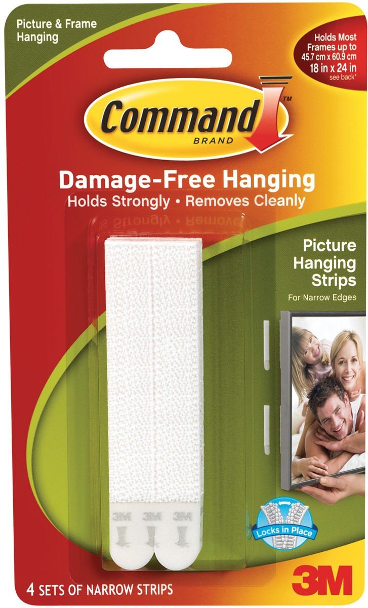 Nceonshop White Nceonshop(Tm) 4 Sets/Pkg Command Narrow Picture Hanging Strips 3M 17207 17207