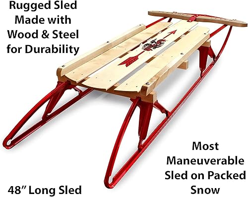 Miniatura 22 de Flexible Flyer - Trineo deslizante de metal Trineo con dirección para nieve de acero y madera.