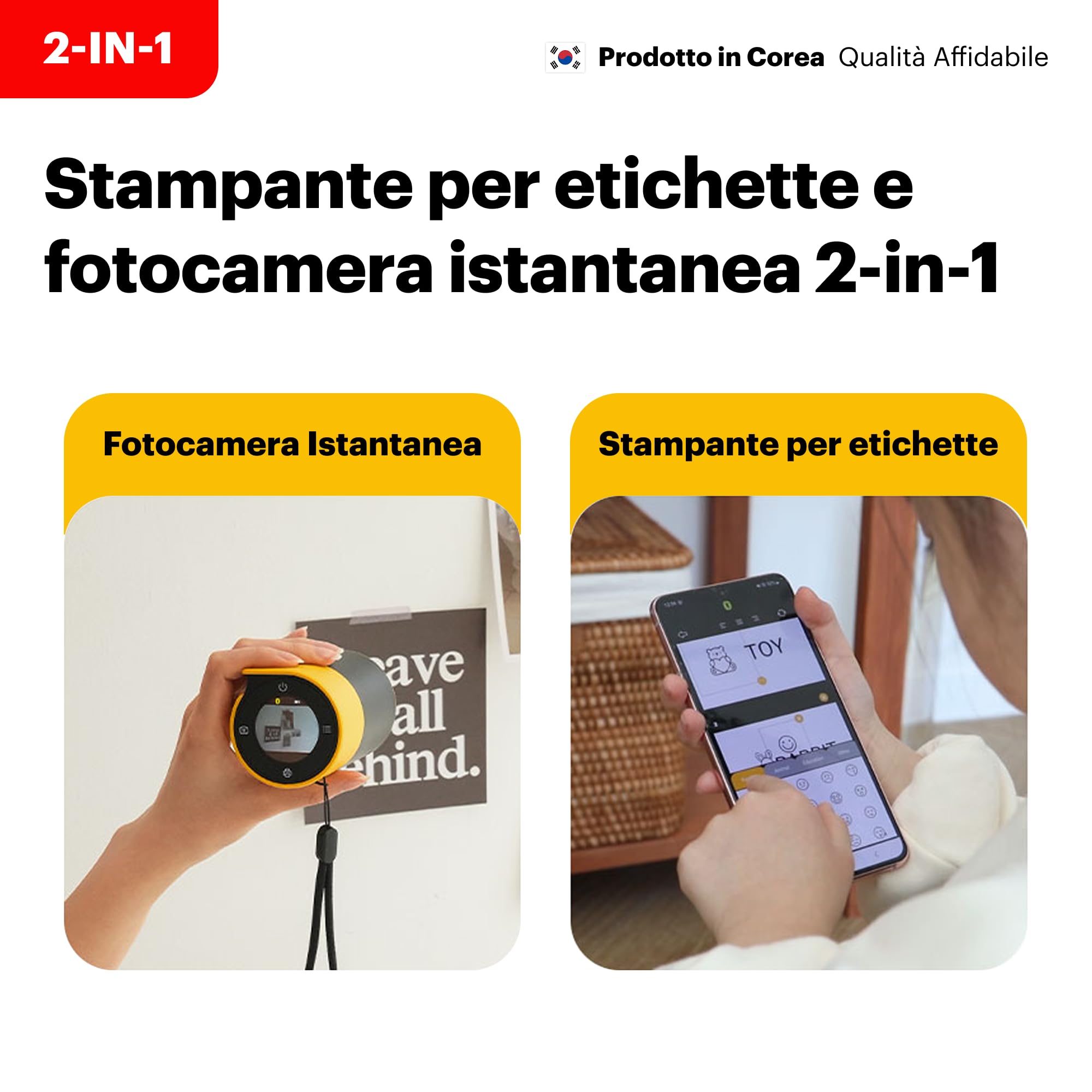 KODAK Memo Shot ERA Fotocamera Digitale Istantanea e Stampante per Etichette, Bianca
