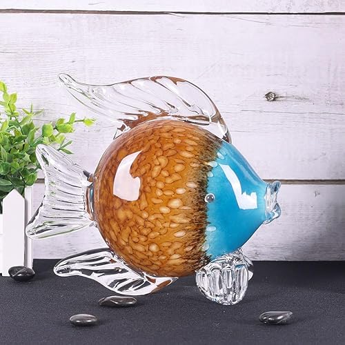 Miniatura 5 de QIANLING Figuras de peces de cristal, decoración costera del hogar, centros de mesa modernos del océano para sala de estar, comedor, baño, oficina,