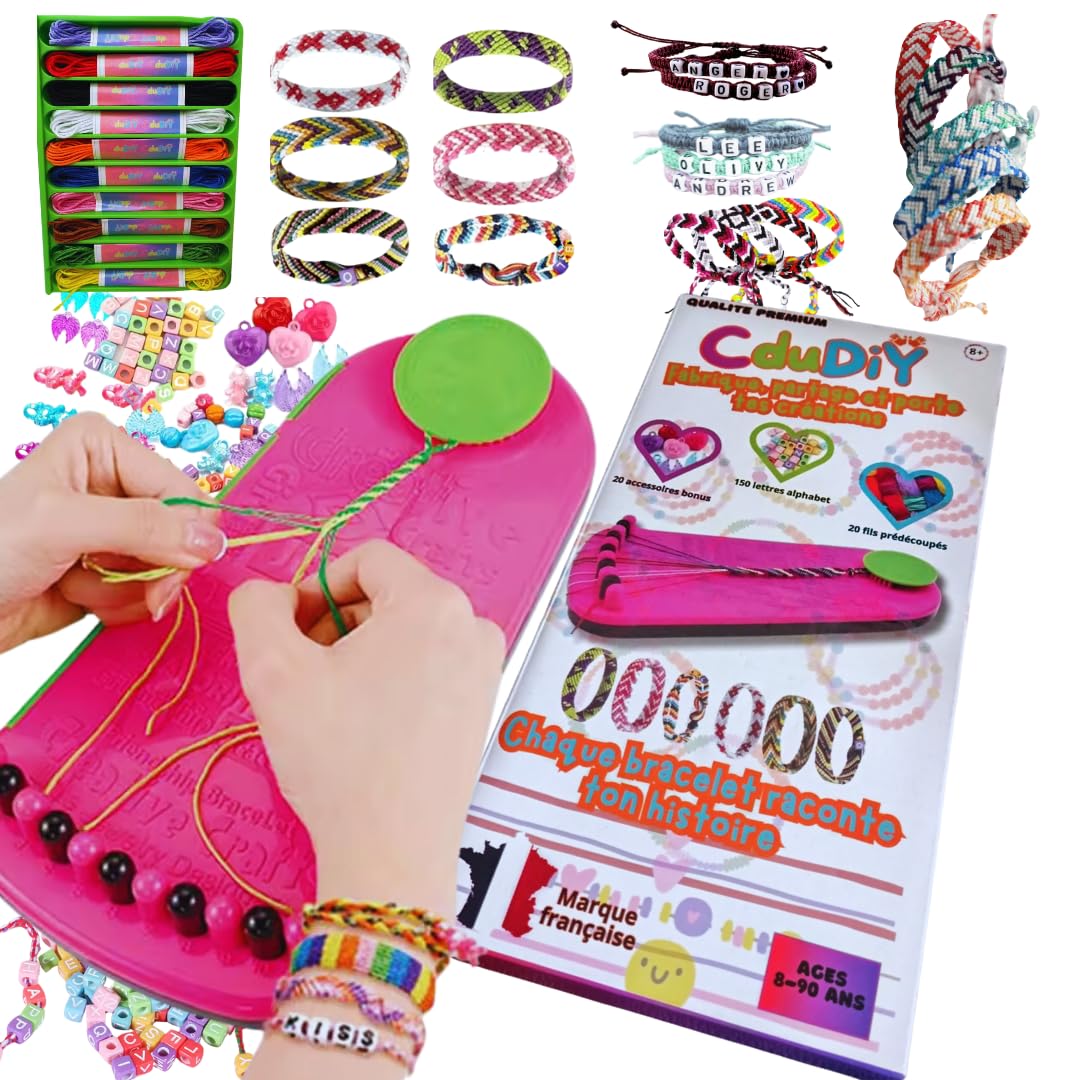 Brazilian Friendship Bracelet Kit – Gift Idea for Girls 8-16 Years, Teens – DIY Kit for Children and Adults, Instructions in French – Manual Activity with Threads