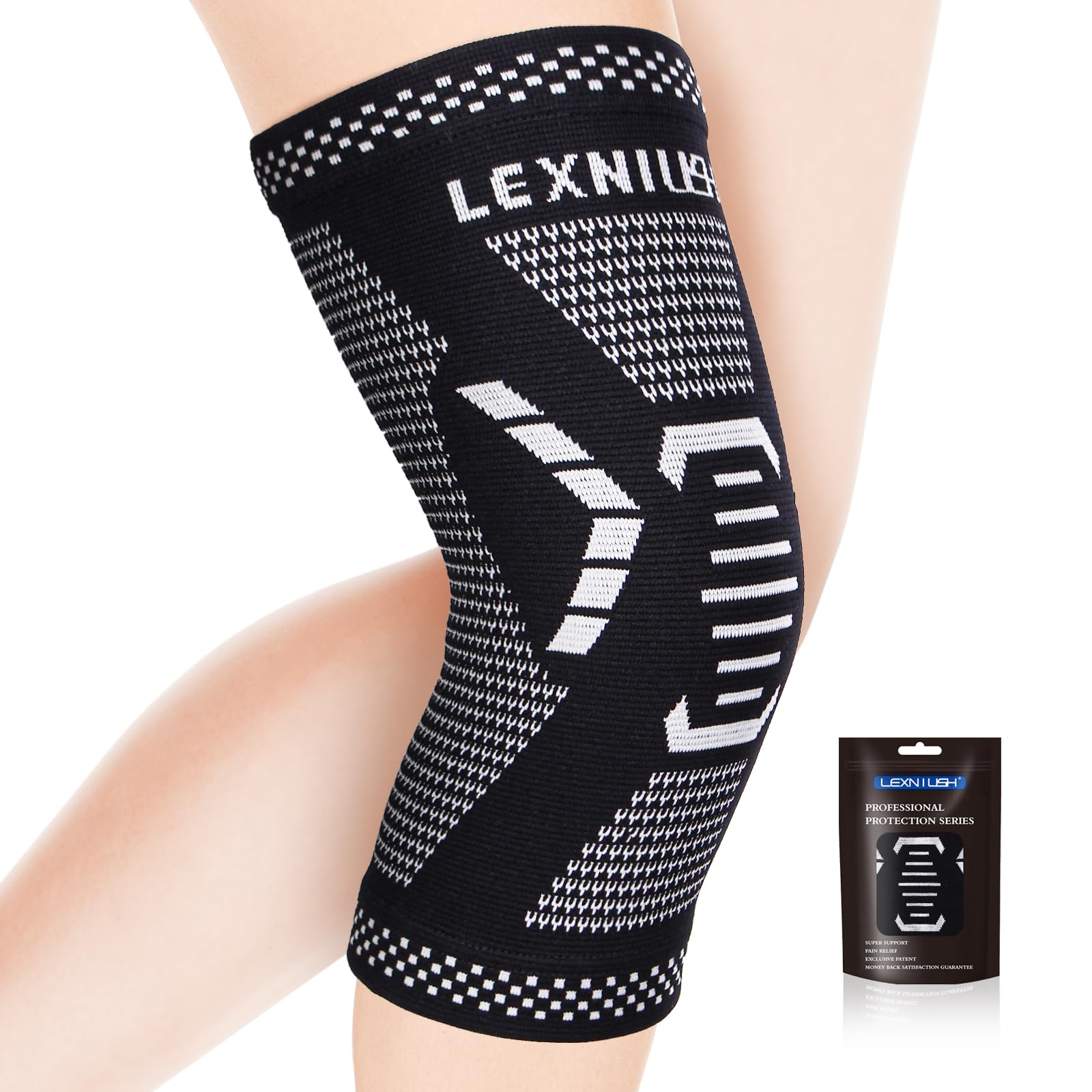 Lexniush Kniebandage für Männer Damen, Kompression Bandage Knie für Arthritis, Meniskusriss, ACL, Arthrose, Beste Kniestütze für Sport, Laufen, Wandern, Fussball, Knieorthese Rechts/Links
