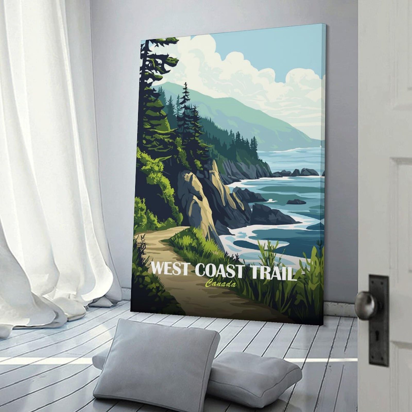 Junmoney Canvas Wall Decor West Coast Trail Canada Landscape Art, 08x12inch(20x30cm), for Restful Interiors, Bedrooms Or Small Rooms, Canvas Wall Decor for Personal Spaces
