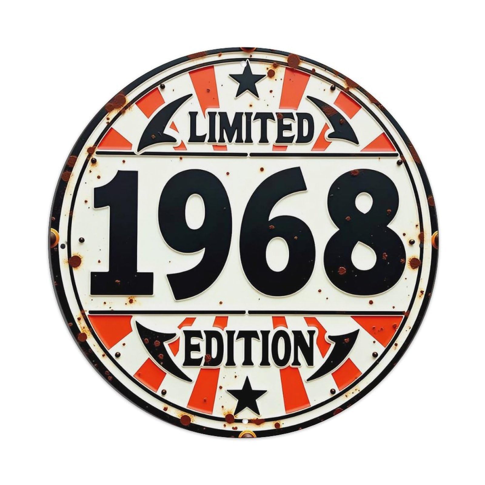 Limited Edition Nineteen Sixty Eight Sign Vintage Metal Tin Sign Retro Wall Decor for Home Bar Garage Cafe, Indoor & Outdoor Decorative，circle Metal Poster, 8x8 Inch