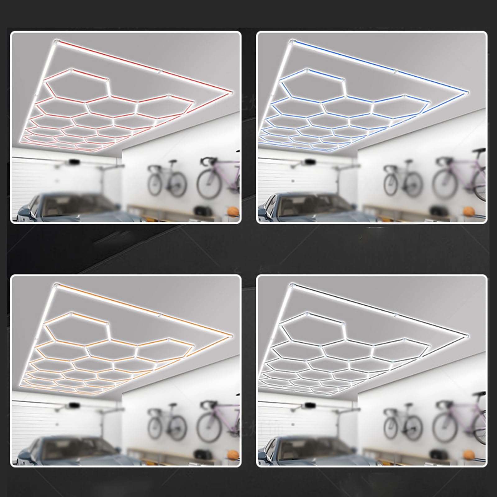 Plafonnier LED Hexagonal pour Garage,Luminaire De Garage à LED en Nid d'abeille,Plafonnier LED Nid D'Abeilles,éClairage Garage en Nid d'abeille,Haute Luminosité,pour Salle Sport