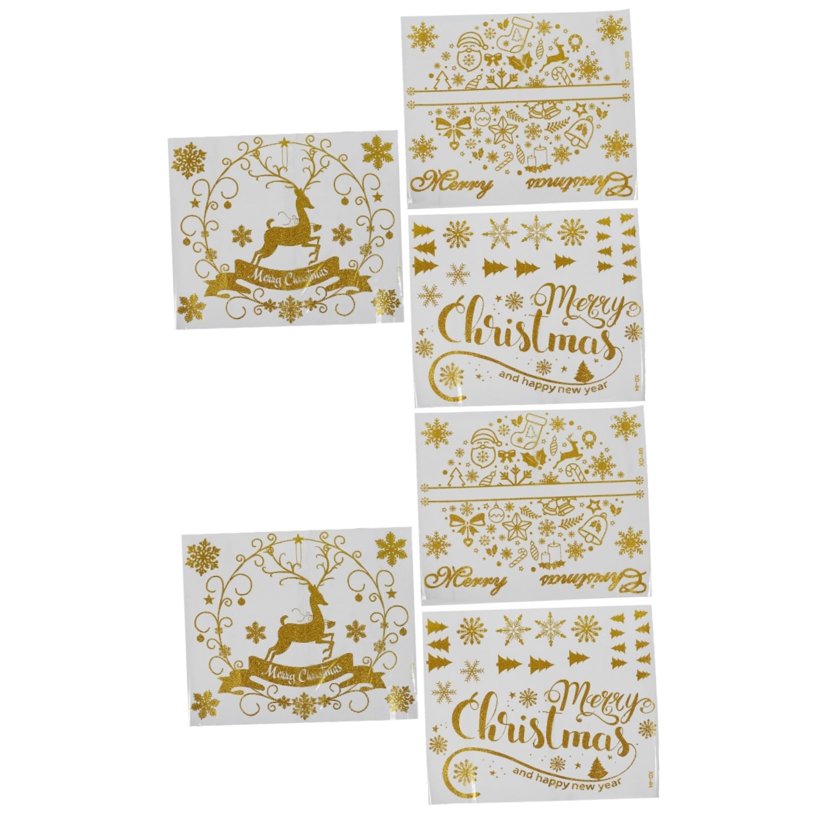 6 Stk Weihnachtsaufkleber Winterdeko für zu Hause weihnachtsdeko dekoration abnehm aufkleber wiederverwendbare sticker Weihnachtsfensteraufkleber Weihnachtsdekoration PVC Golden