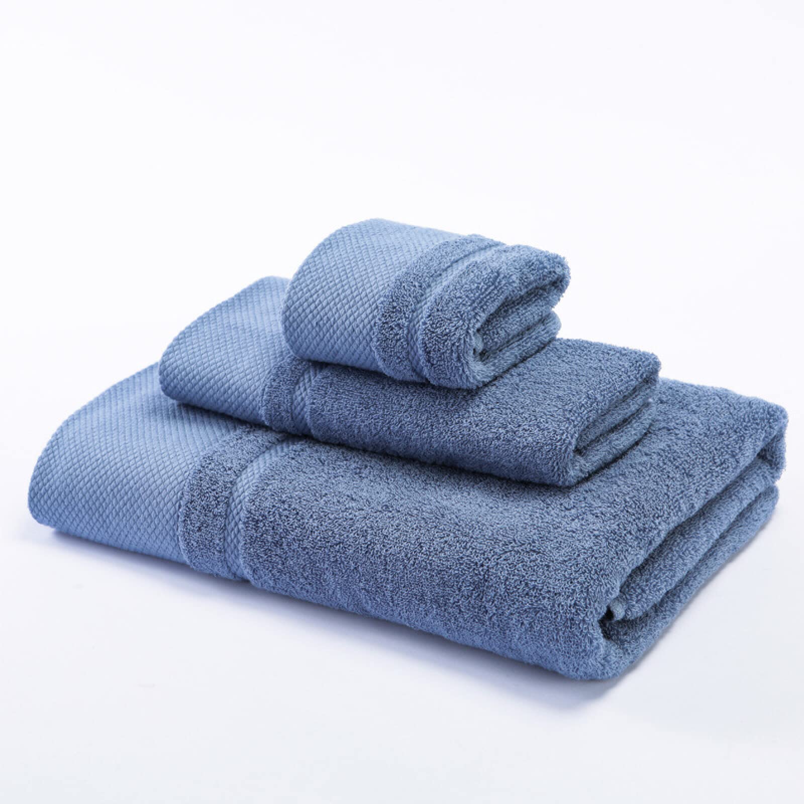 Juego de 3 piezas de toallas lisas 100% algodón, toallas gruesas y toallas de baño, azul B, 70 x 140 + 34 x 74 + 34 x 34 cm,Toalla de baño grande marron,altamente absorbentes Suave y Grueso Altam