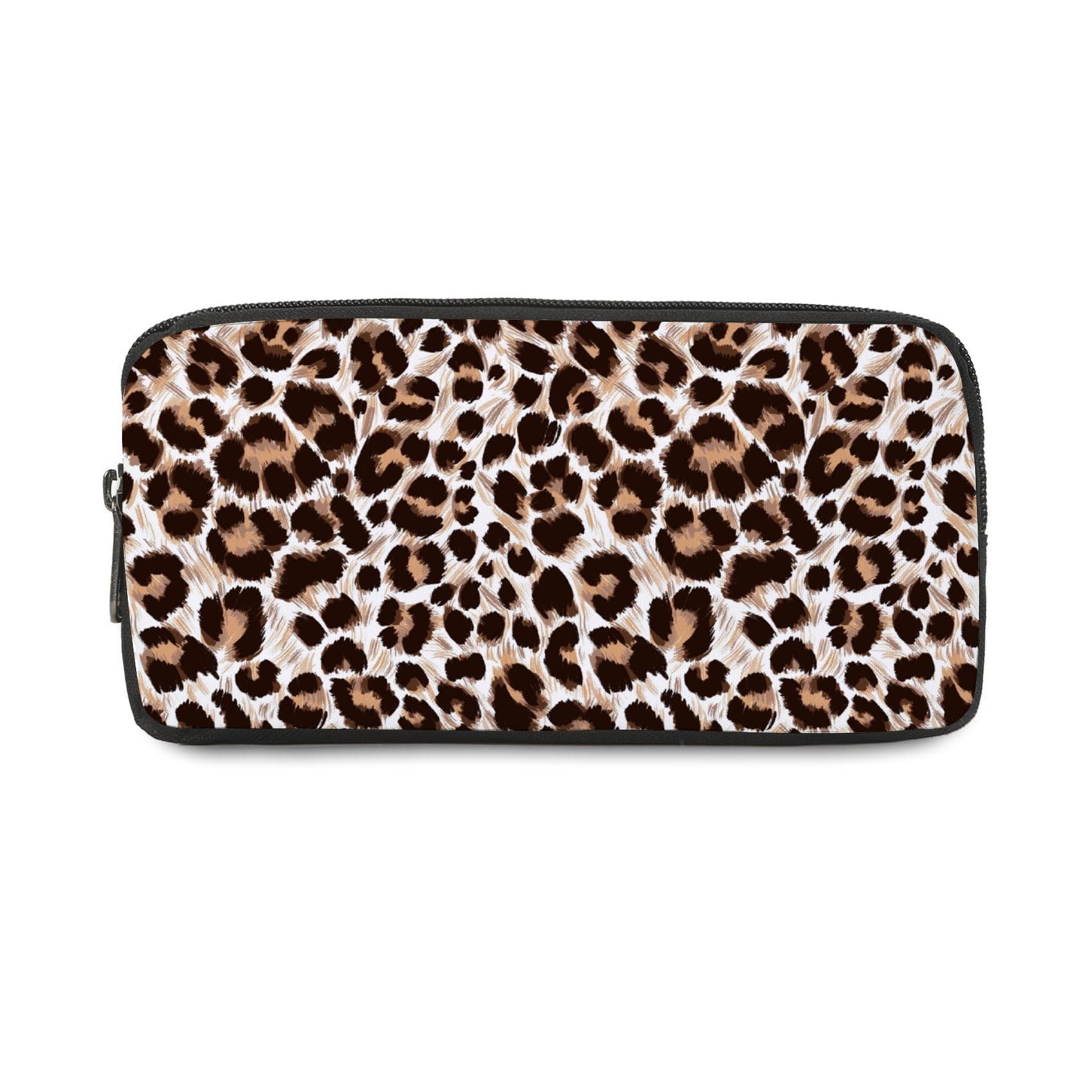 Dark Brown Leopard Spots Pencil Case for Girls Boys with Zip up Black Pencil Cases Teenage Pen Pouch School Supplies Boys Secondary High School College Sixth Form Stationery Gifts for Women Men