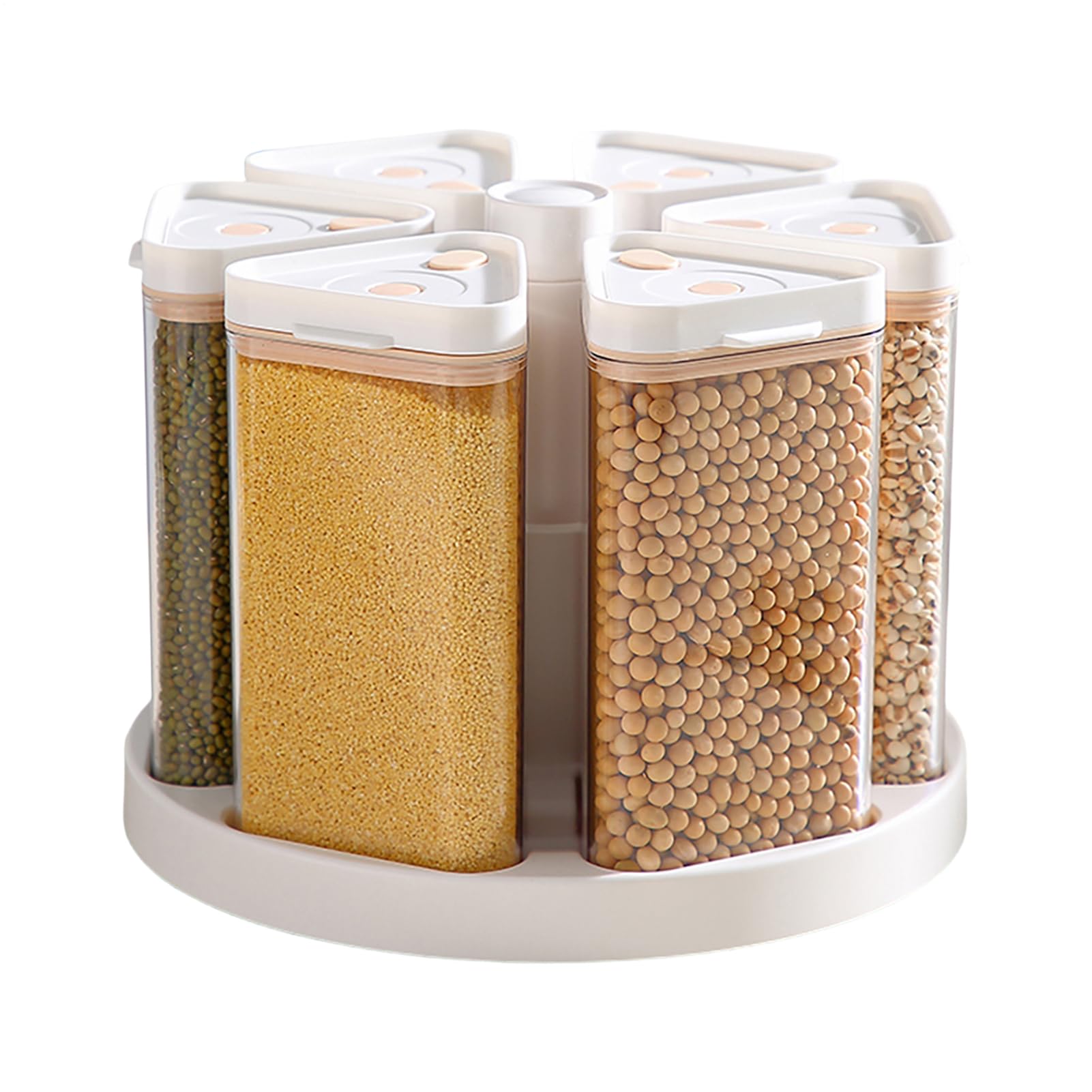 Dispensador Giratorio de Alimentos - Almacenamiento Giratorio de Cereales con 6 Compartimentos - Recipiente Hermético Para Cereales - Para Cocina Despensa Hogar Restaurante Panadería Catering y Aperit