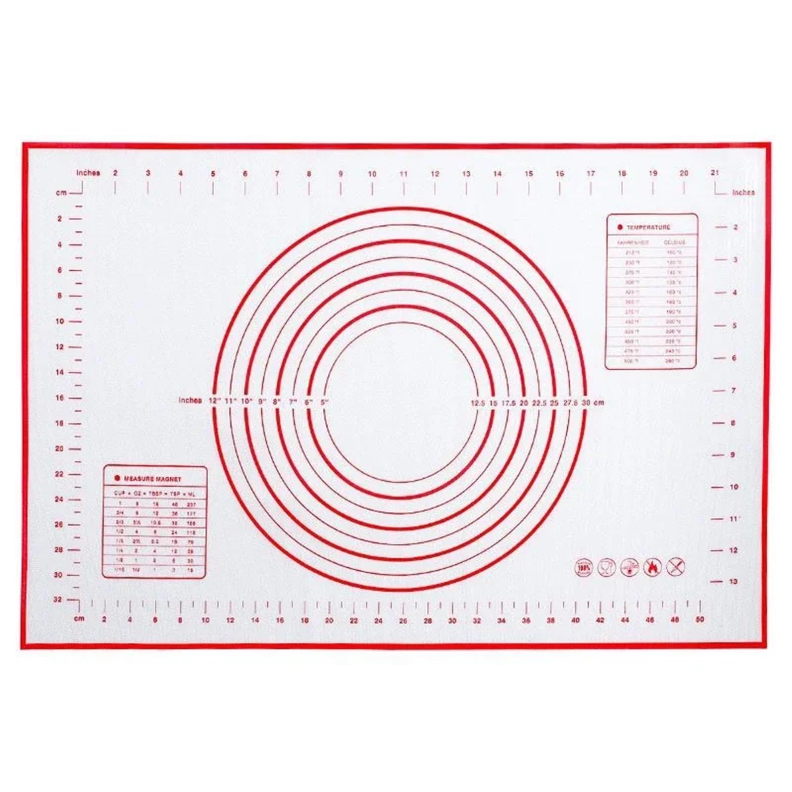 Backmatte Kneten Teig Matte Silikon Back Matte Küche Kochen Grill Gadgets Backformen Pizza Kuchen Teig Maker Tisch Matten Pad(Red,40x60cm)