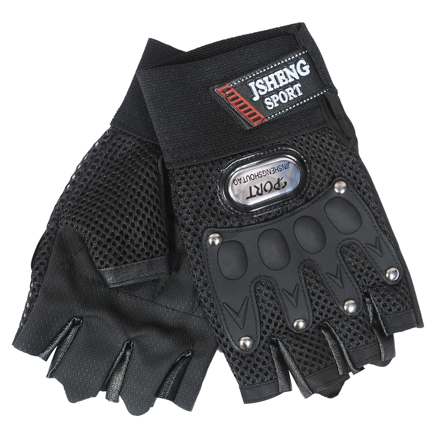 ZaySoo Mesh Gym Gloves for Professional Weightlifting, Fitness Training and Workout | with Half-Finger Length, Wrist Wrap for Protection | and Tactical Thumb (Black, M)-image-5