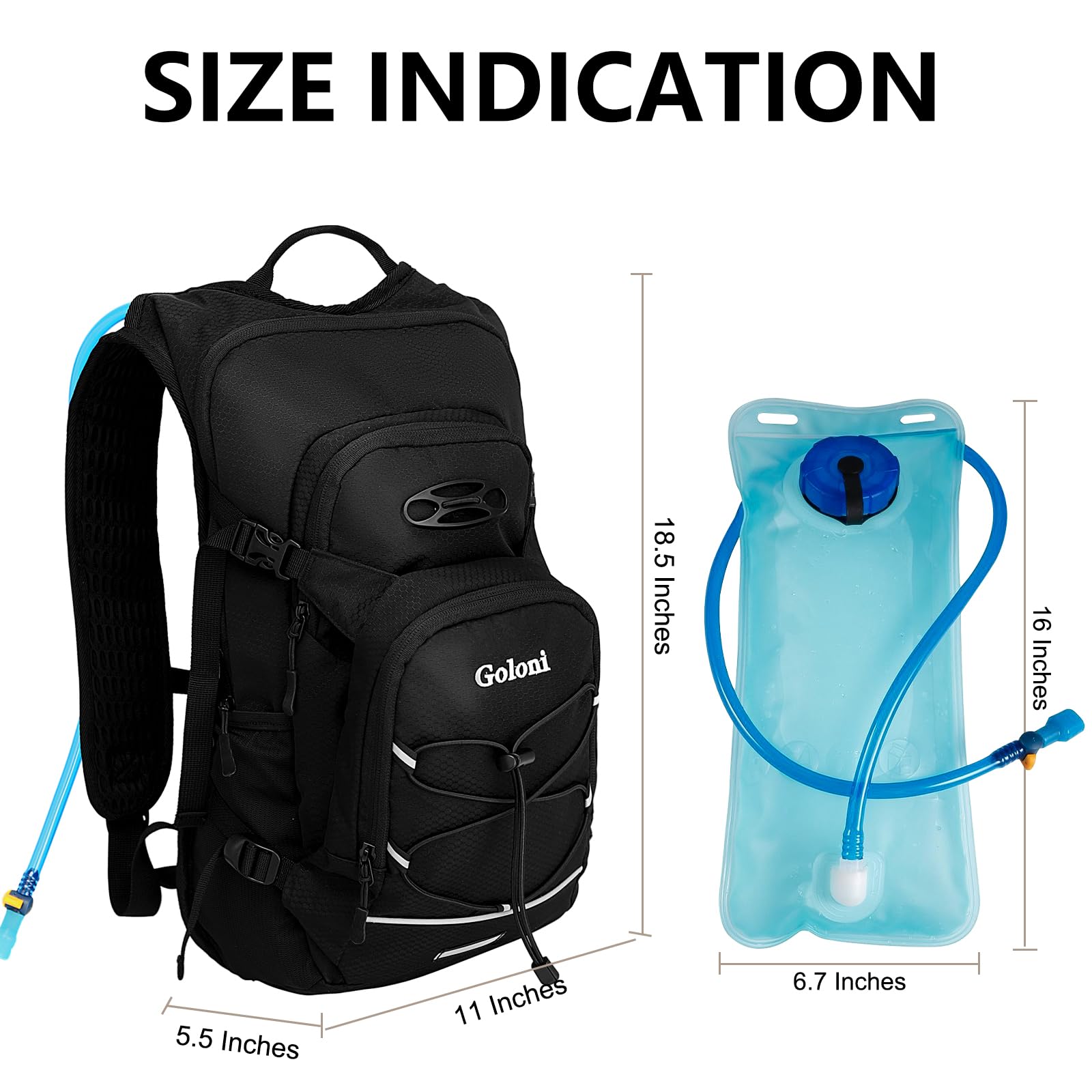 Hydration Backpack with Water Bladder 2L Plus a Sewn-in Rain Cover Water Backpack Women Men Lightweight Insulation Hydration Pack for Hiking, Cycling, Running, Climbing, Camping