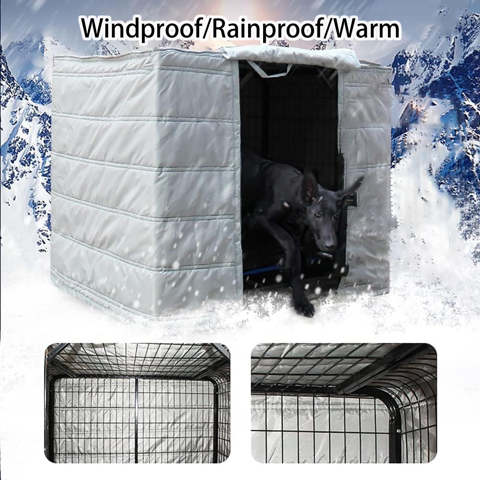 Copertura per Gabbie per Cani, Copertura Antivento e Calda per Cuccia, Copertura per la Privacy con Finestre Laterali Avvolgibili e Porta Anteriore(110x73x98cm/43x29x39in)