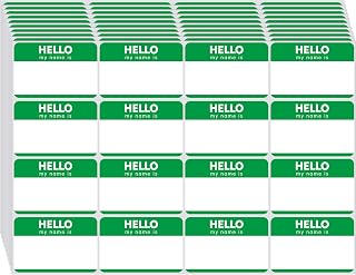 Zacool 480 Pcs Green Name Tag Stickers (3 "x 2") Identification Badges,Peel and Stickers "Hello My Name is" Name Tags Stickers Newborn Baby Name Sticker for Themed Party Family Home School Office