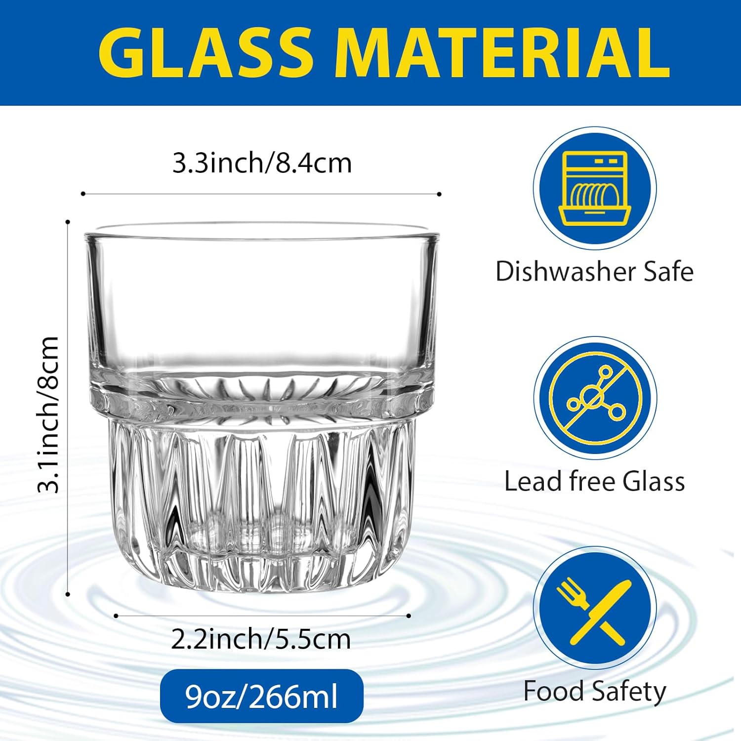 12-Pack 9oz Old Fashioned Glass, Bulk Heavy Base Rock Glasses, Stackable Whiskey Tumbler for Bar Espresso Tasting, Drinking Glasses for Bourbon,Juice,Water,Cortado - Image 2