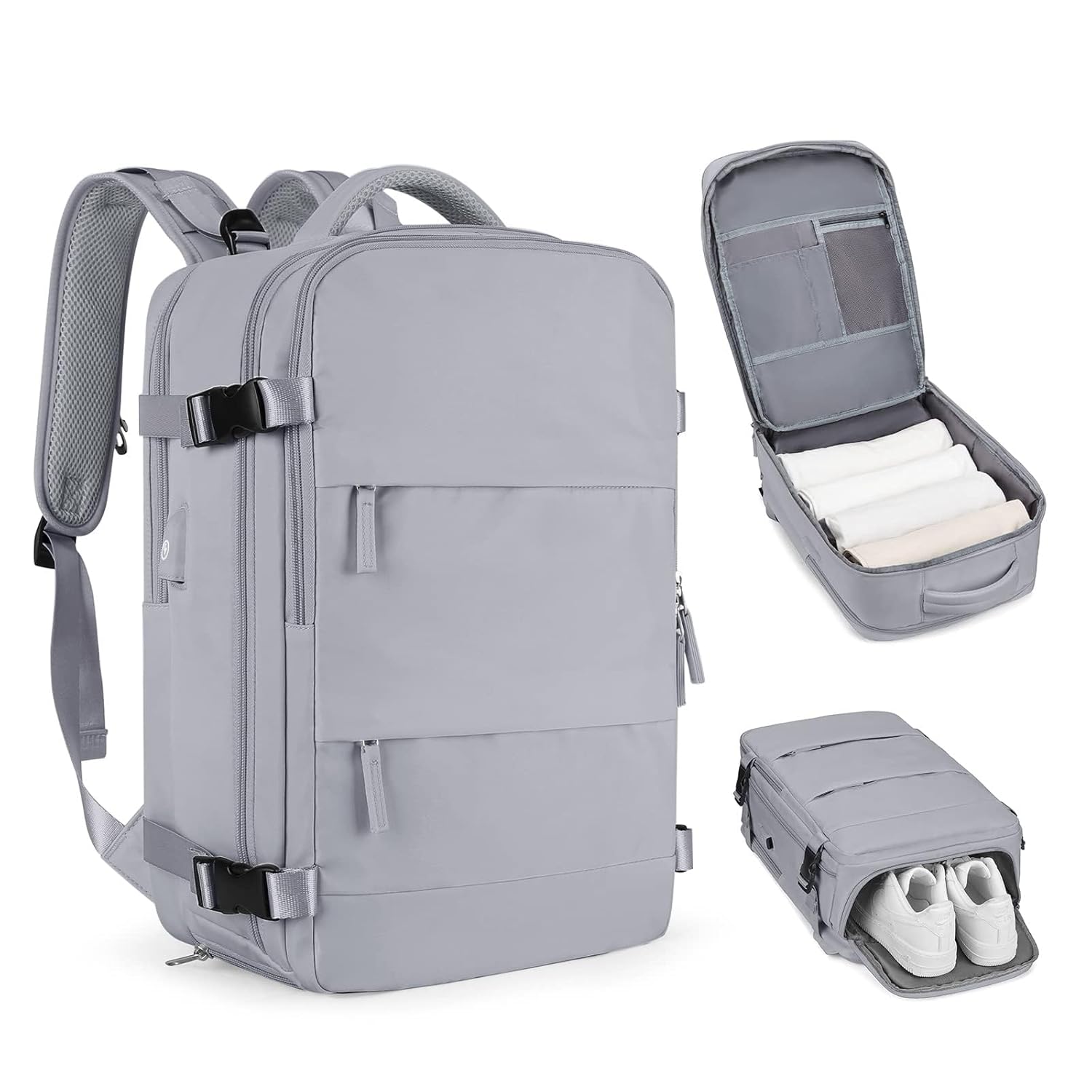 Mochila De Viagem Grande Impermeável, Com Porta Usb, Compartimento Para Sapatos, Bolsa Para Objetos úmidos, Mochila Para Notebook, Mochila Feminina