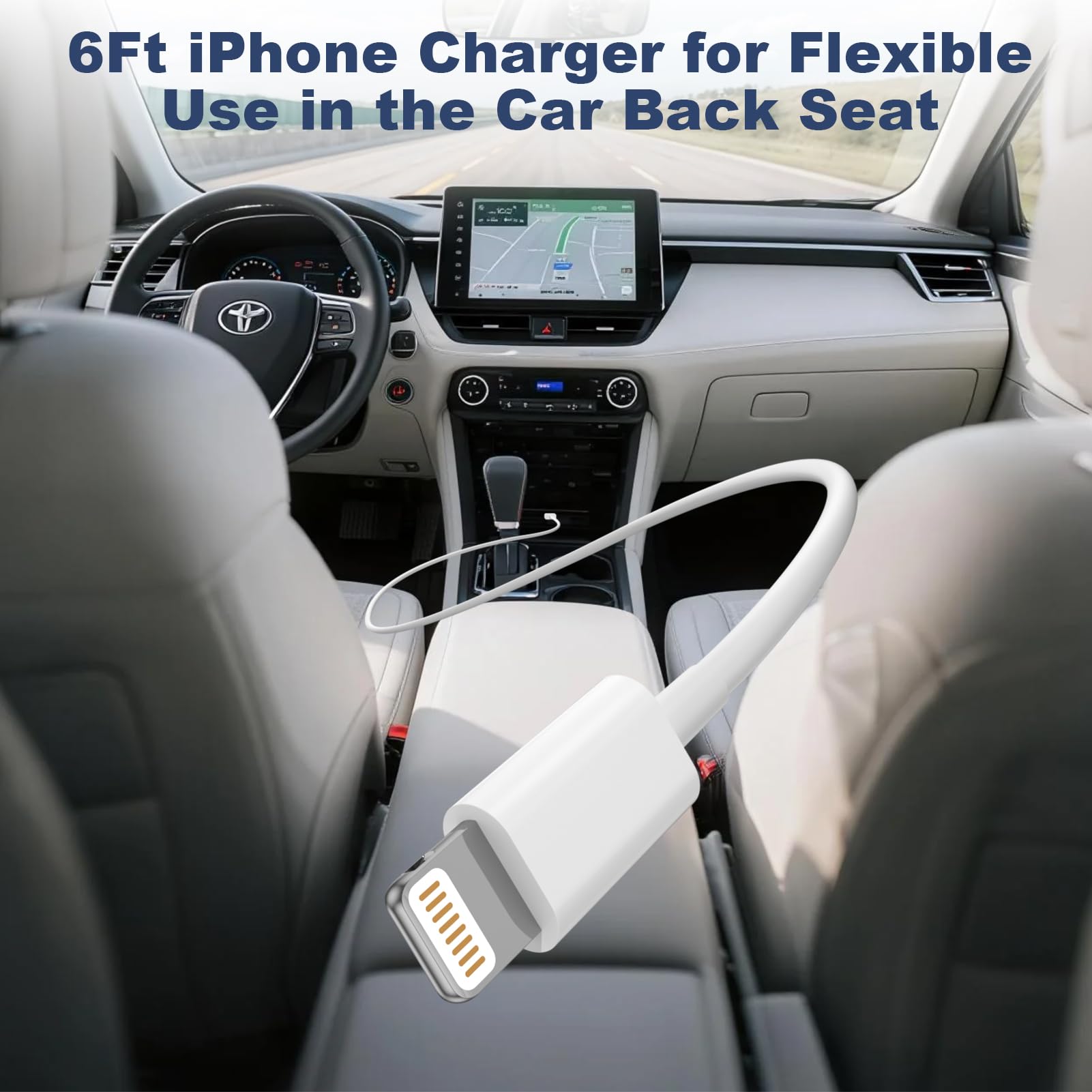 iPhone-Ladegerät [MFi-zertifiziert] USB-A-auf-Lightning-Kabel, schnelles Laden und Datensynchronisation für iPhone 14, 13, 12, 11 Pro Max, XR, XS, X, 8, 7 Plus, 6S, iPad, Auto-Carplay, langlebiges