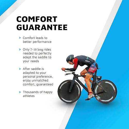 Miniatura 10 de SRT Sillín de bicicleta ajustable sin nariz súper corto negro con rieles de titanio, ajuste personalizado, cómodo, talla única