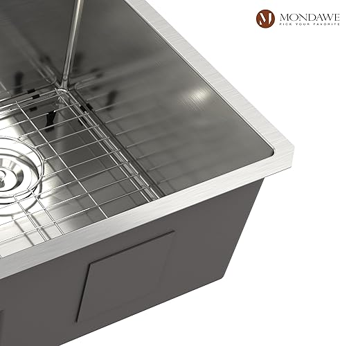 Miniatura 9 de MONDAWE - Fregaderos de cocina de doble cuenco, fregadero de cocina de 32 pulgadas, fregadero de acero inoxidable resistente con estación de trabajo