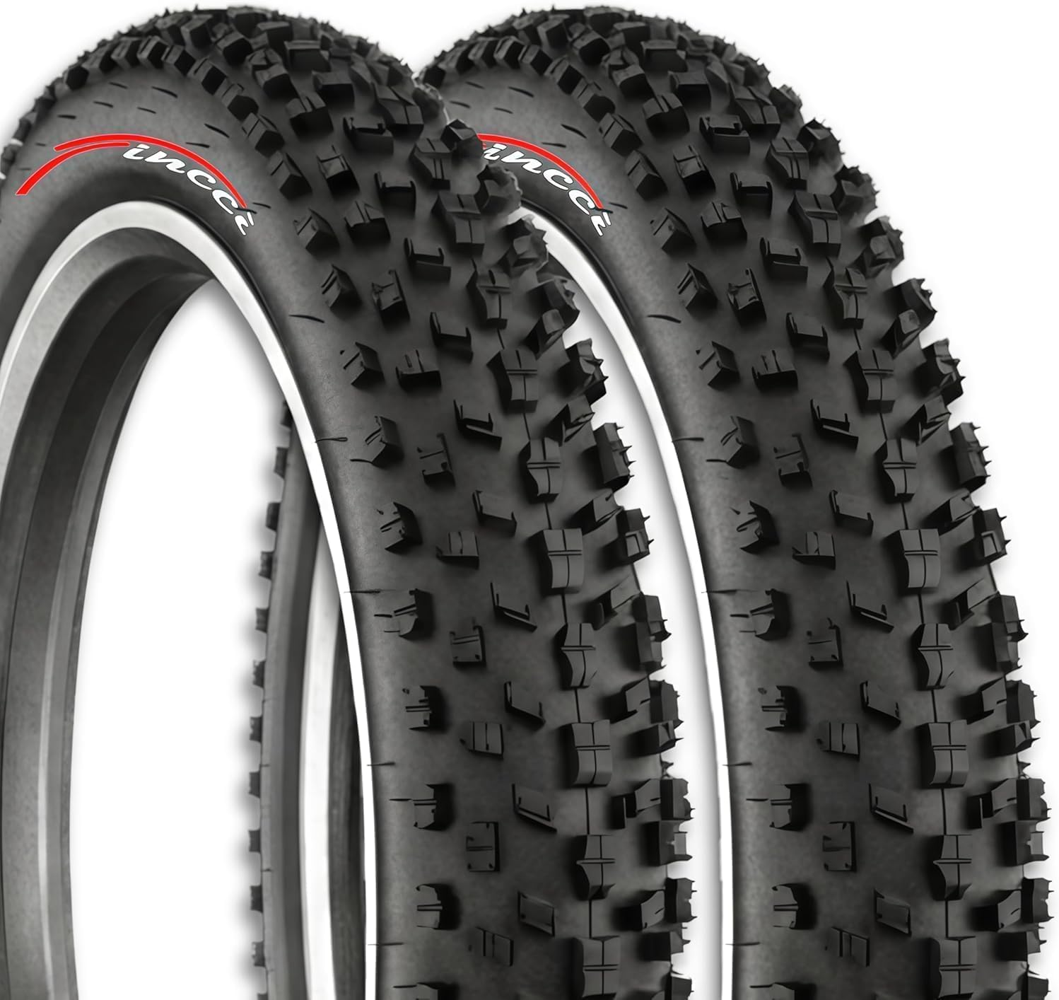 Fincci Pair 26x4.0 Fat Bike Tires - Foldable 26 inch Bike Tires with Wear-Resistant Compound,100-559, Fat Tire with Durable Tread Design for Mountain, Hybrid, Dirt Bike, Street Tires for Ebike, 30 TPI