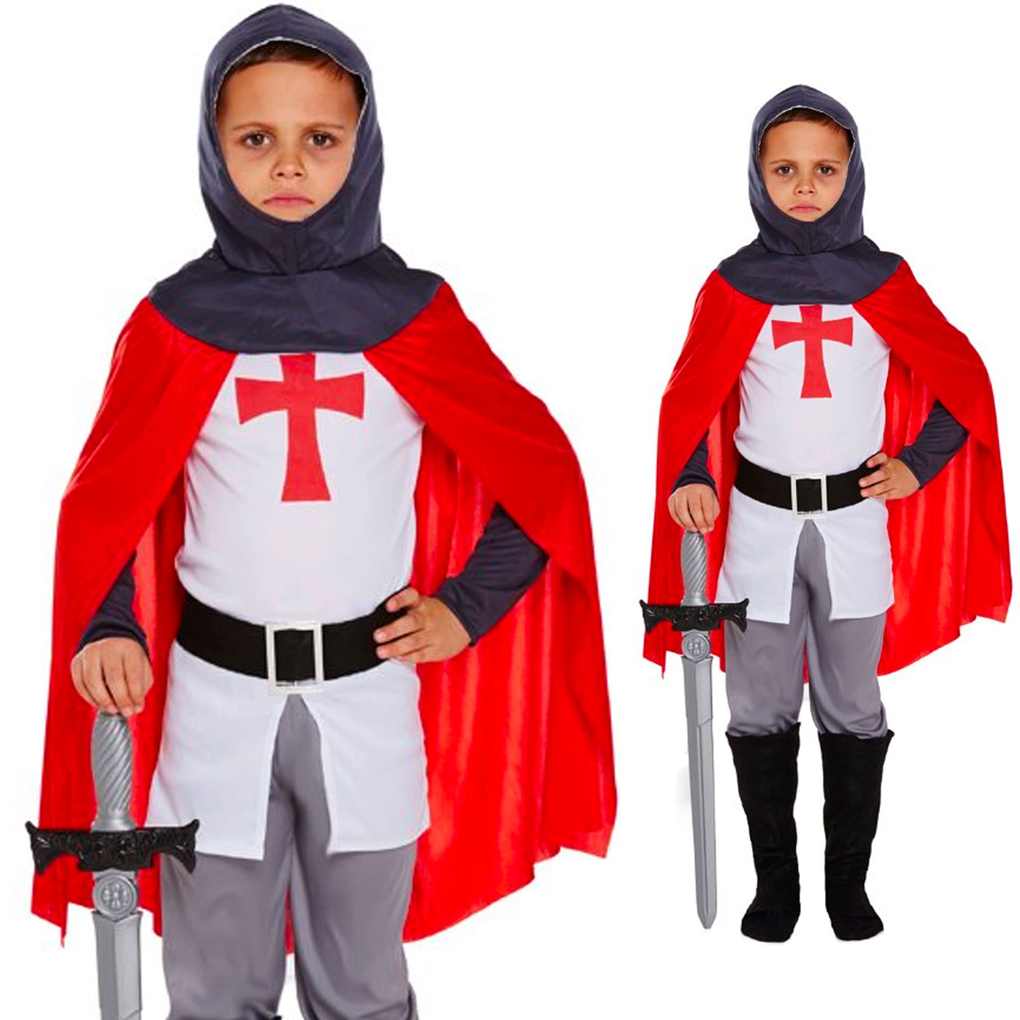 4-9 Years Childrens Kids Boys Girls Medieval Knight Fancy Dress Costume St George Book Day