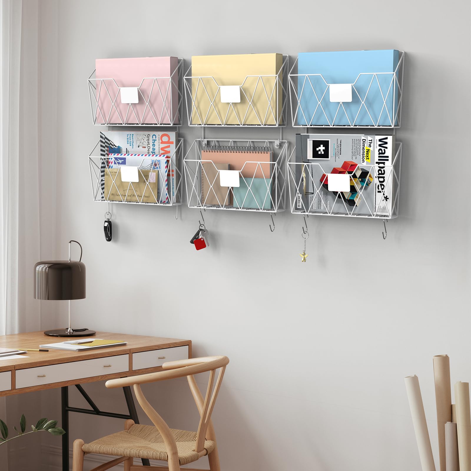 Wire Mail Rack Snapklik.com : YBING Wall File Organizer White 6 Pack Mesh Hanging File ...