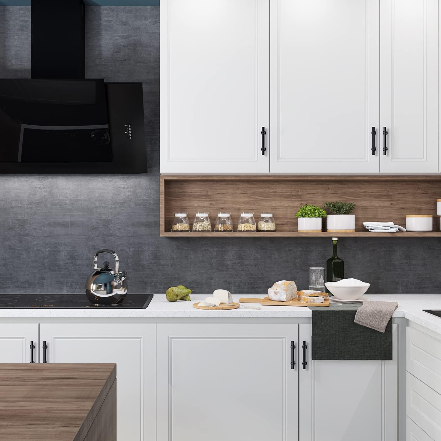 Home Expert 25 Pack 3 Inch Cabinet Handles Black Matte Kitchen Drawer Pulls Hardware 5 Inch Overall Length