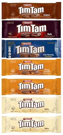 New! Simpler Tim Tam Chocolate Biscuits 7 Packs Assortment 1 Original, 1 Dark, 1 Extra Chocolatey, 2 Chewy Caramel, 2 White - HOLIDAY TREATS - Family Pack
