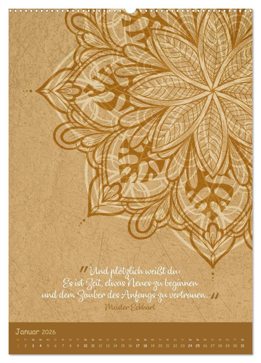 Jahresweisheiten (hochwertiger Premium Wandkalender 2026 DIN A2 hoch), Kunstdruck in Hochglanz: Spiritueller Kalender mit Illustrationen und Zitaten (CALVENDO Orte)