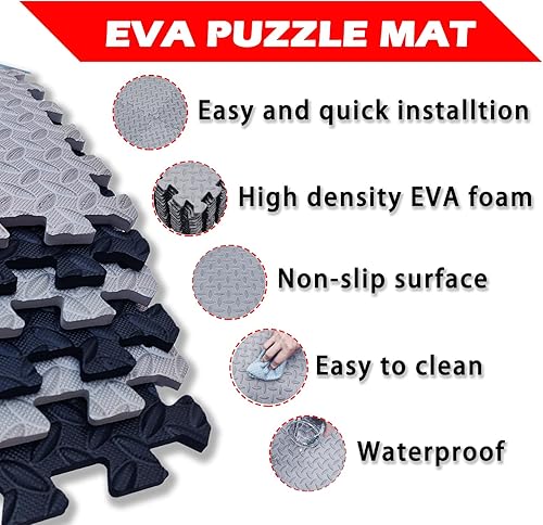 Miniatura 4 de Tapete de espuma para rompecabezas, azulejos de espuma de 20 piezas entrelazadas, azulejos de espuma entrelazados, tapete de juego de espuma