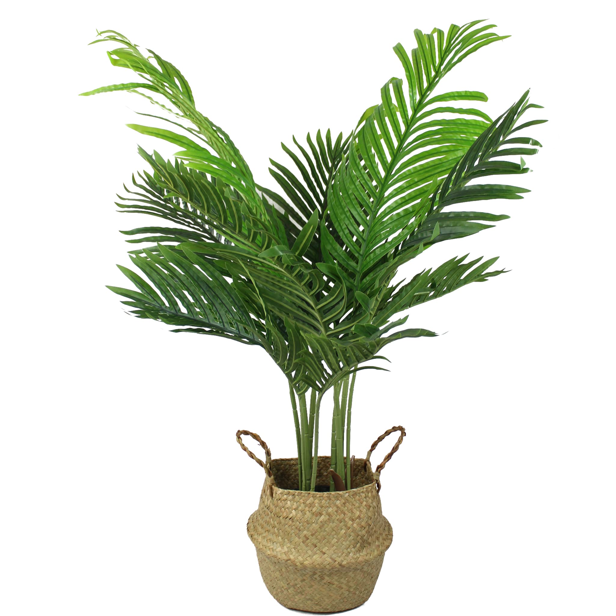 Plante Artificielle en Lot de 2 Palmiers artificiels de 90 cm dans Un Panier en jonc de mer décoration pour Usage intérieur et extérieur Grande Plante Verte