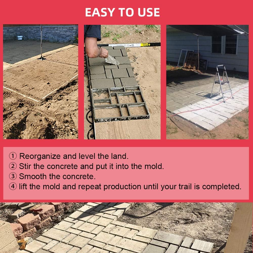 Anothera 17.5"x15.5"x1.5" 2Pack Concrete Molds Reusable Walk Path Maker Paving DIY Path Garden Yard Patio Mold (10-Grid)