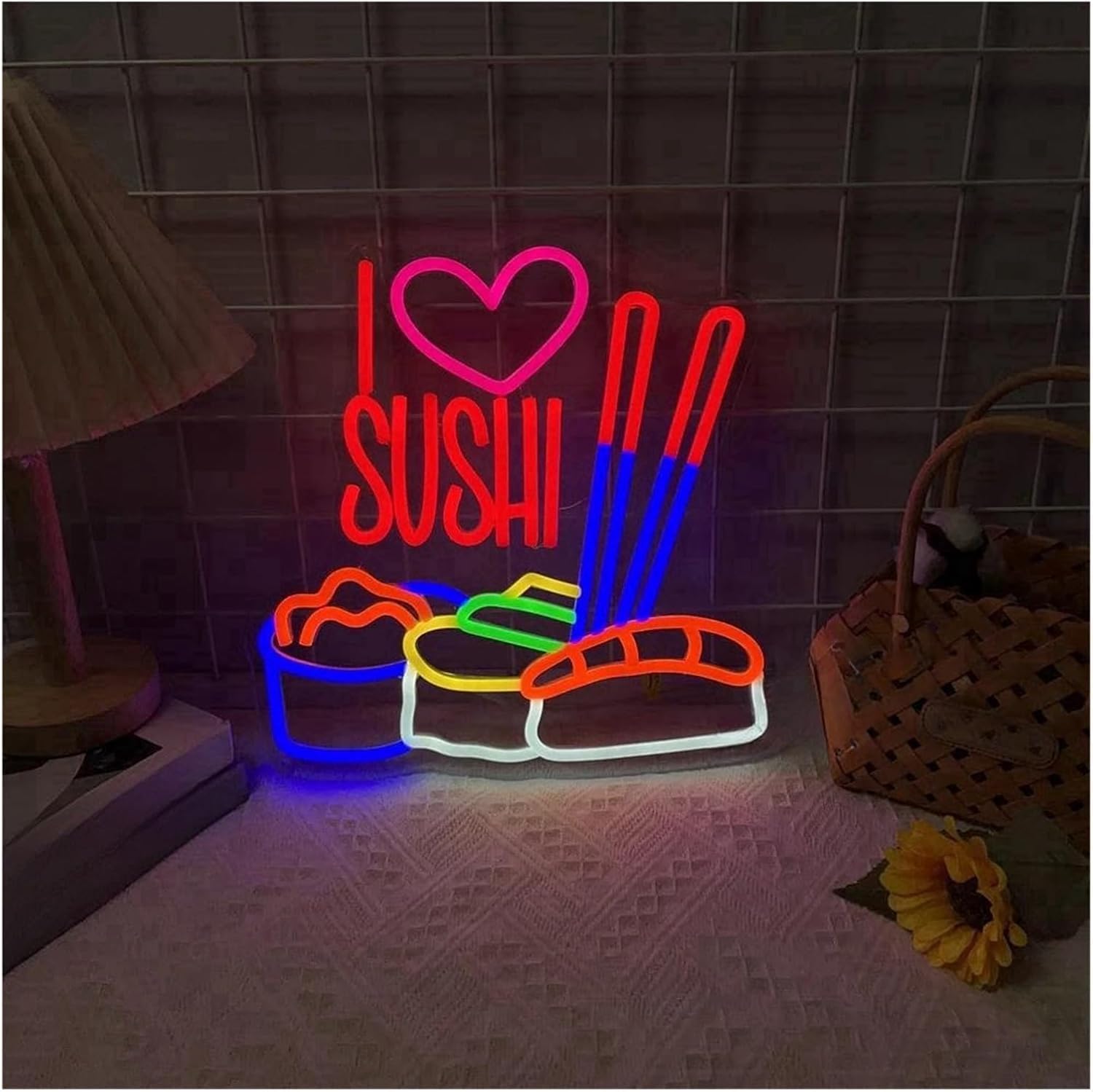 Zynther Neon lamp for LED for Neon Sign Sushi for Lights Wall Decor Dimmable Powered for Store Restaurant 32cm×32cm
