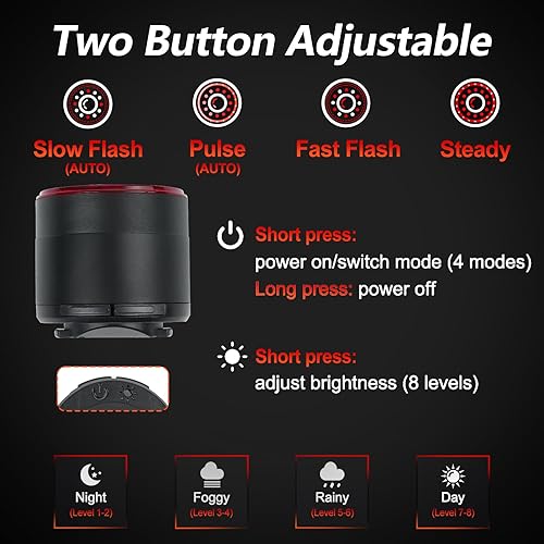 Miniatura 4 de Cruxer Ultra Bright Bike Tail Light 200 Lumen Compact Bicycle Rear Light, USB-C Rechargeable, Smart Brake Sensing up to 300 Lumen, 8 Light Intensity