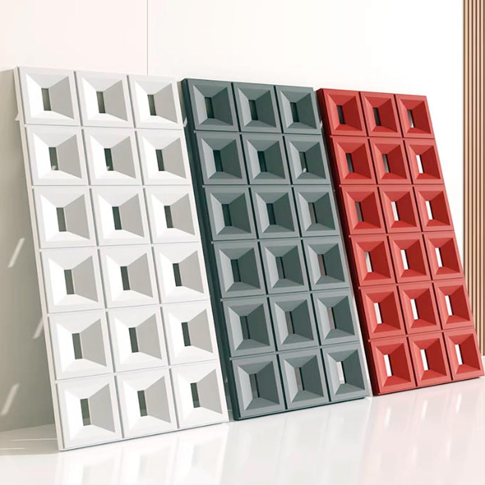 Tabique de Poliuretano Hueco, Panel de tabique de ladrillo Hueco de ABS/PU - Componentes Decorativos de Doble Cara para Pared de Fondo artística, Elegante diseño Calado para el hogar y la o