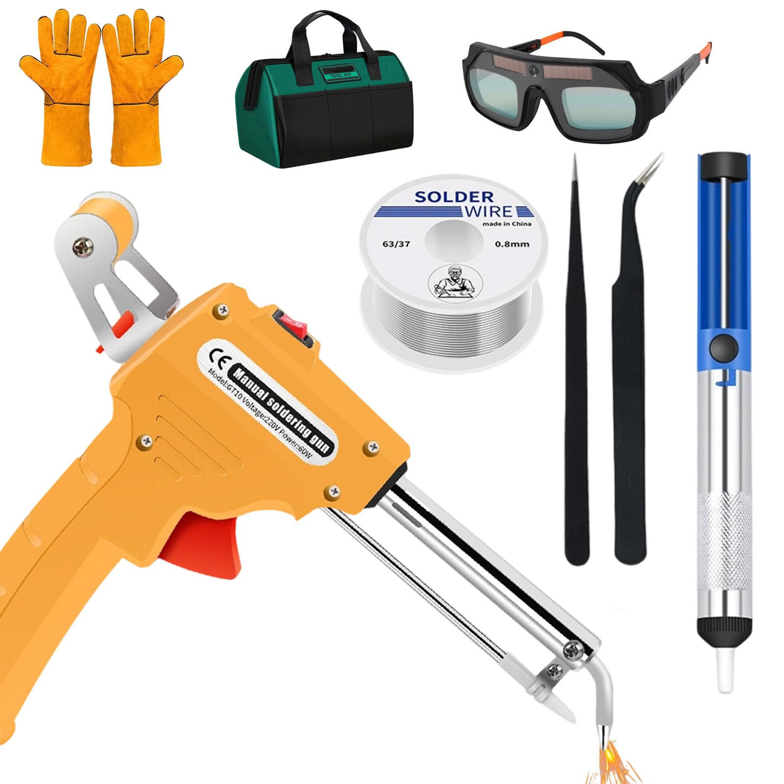 Pistola de soldadura manual de 60 W, dispositivo de soldadura láser multifunción portátil, kit de pistola de soldadura electrónica de 60 W, kit de pistola de soldadura electrónica automática para