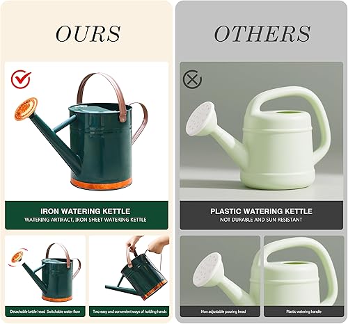 Miniatura 4 de Regadera de metal para plantas de exterior e interior, decoración de regadera, 1 galón (1 galón de cobre)