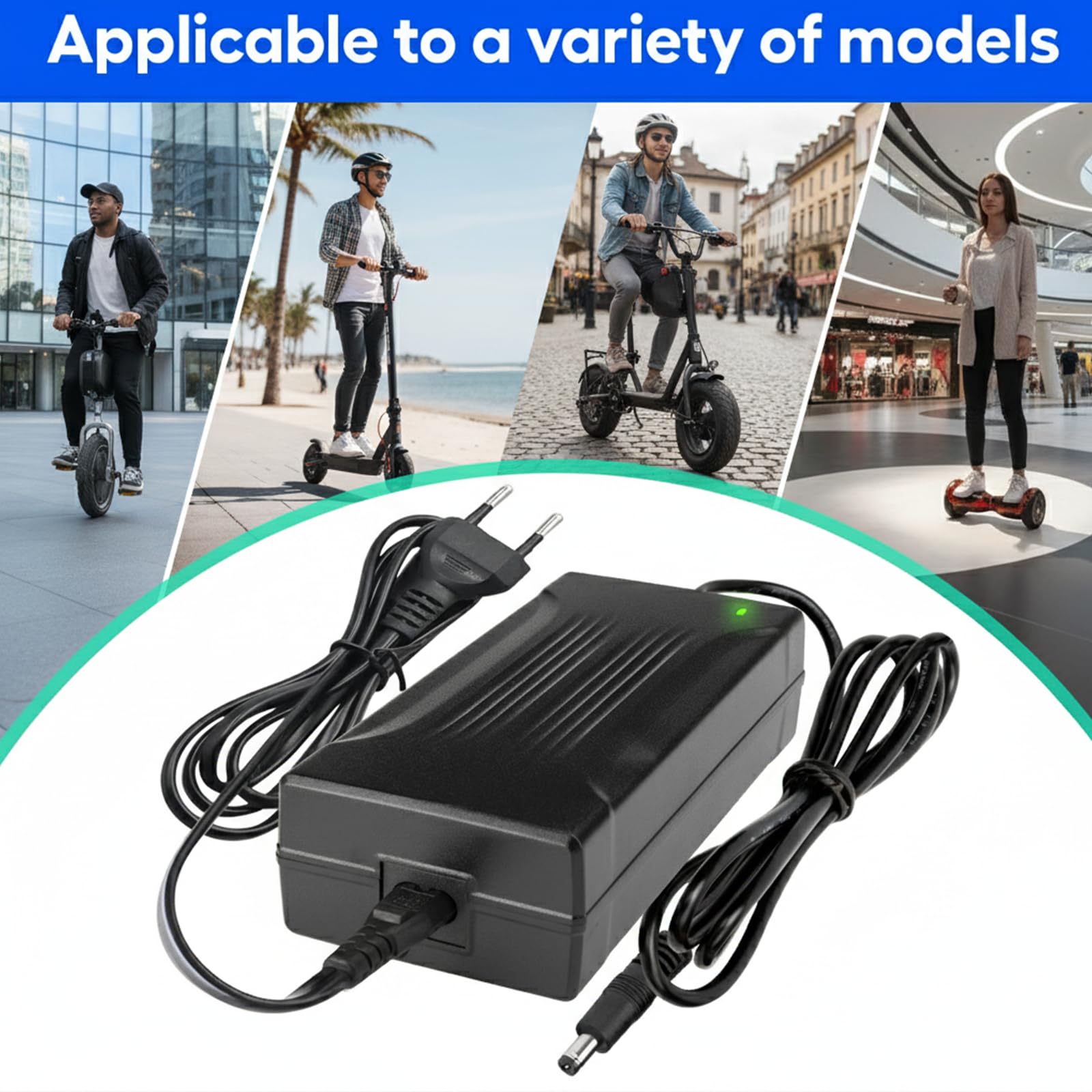 54,6 V 4 A Batterieladegerät für 48 V E-Bike, Scooter, Elektrofahrräder, Rollstühle, Mobilitätsgeräte, Elektroroller Ladegerät 48V 4a mit 3 Anschlüssen GX12 3P-XLR DC5521 Stecker