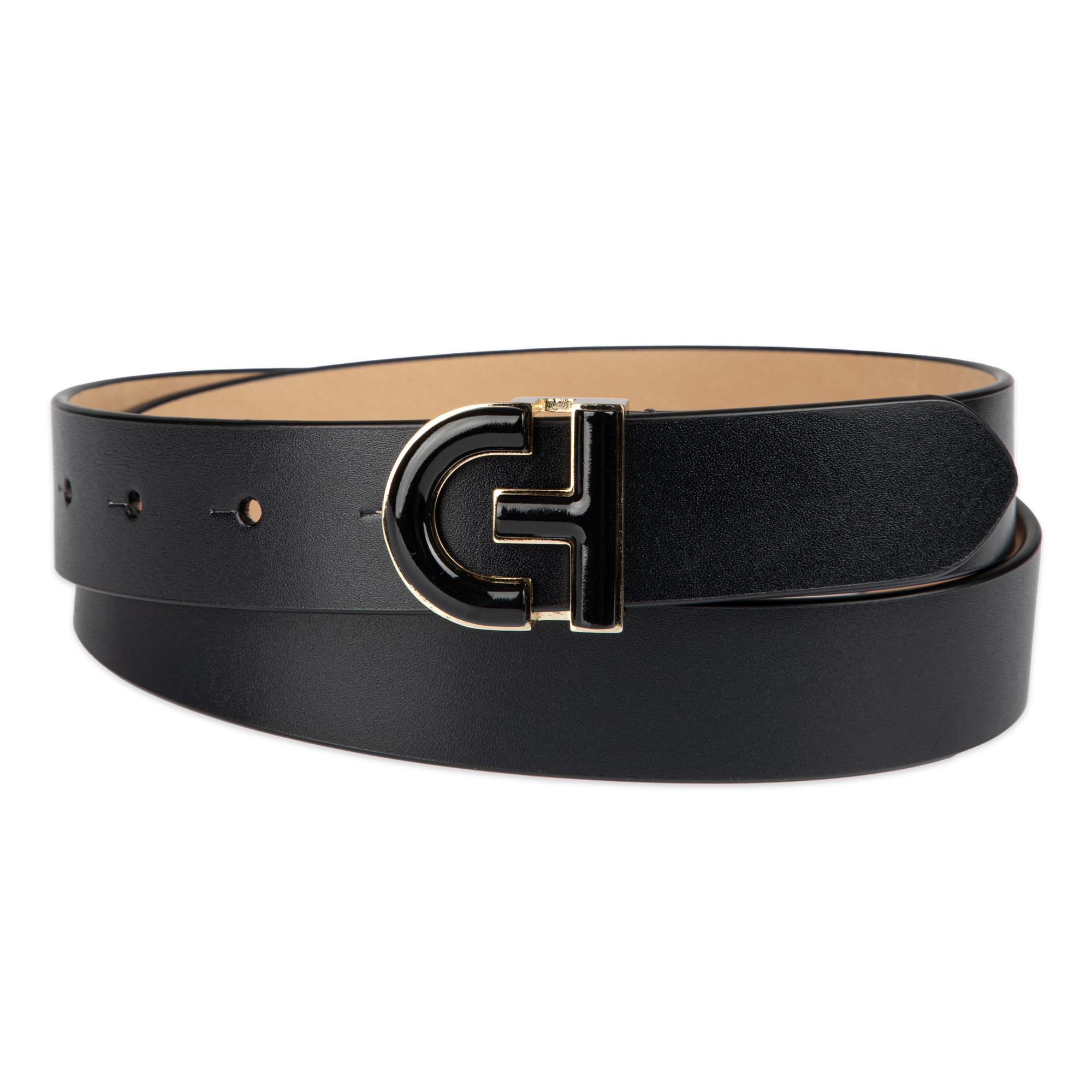 Cole Haan Womens Casual Logo Plaque Buckle Belt