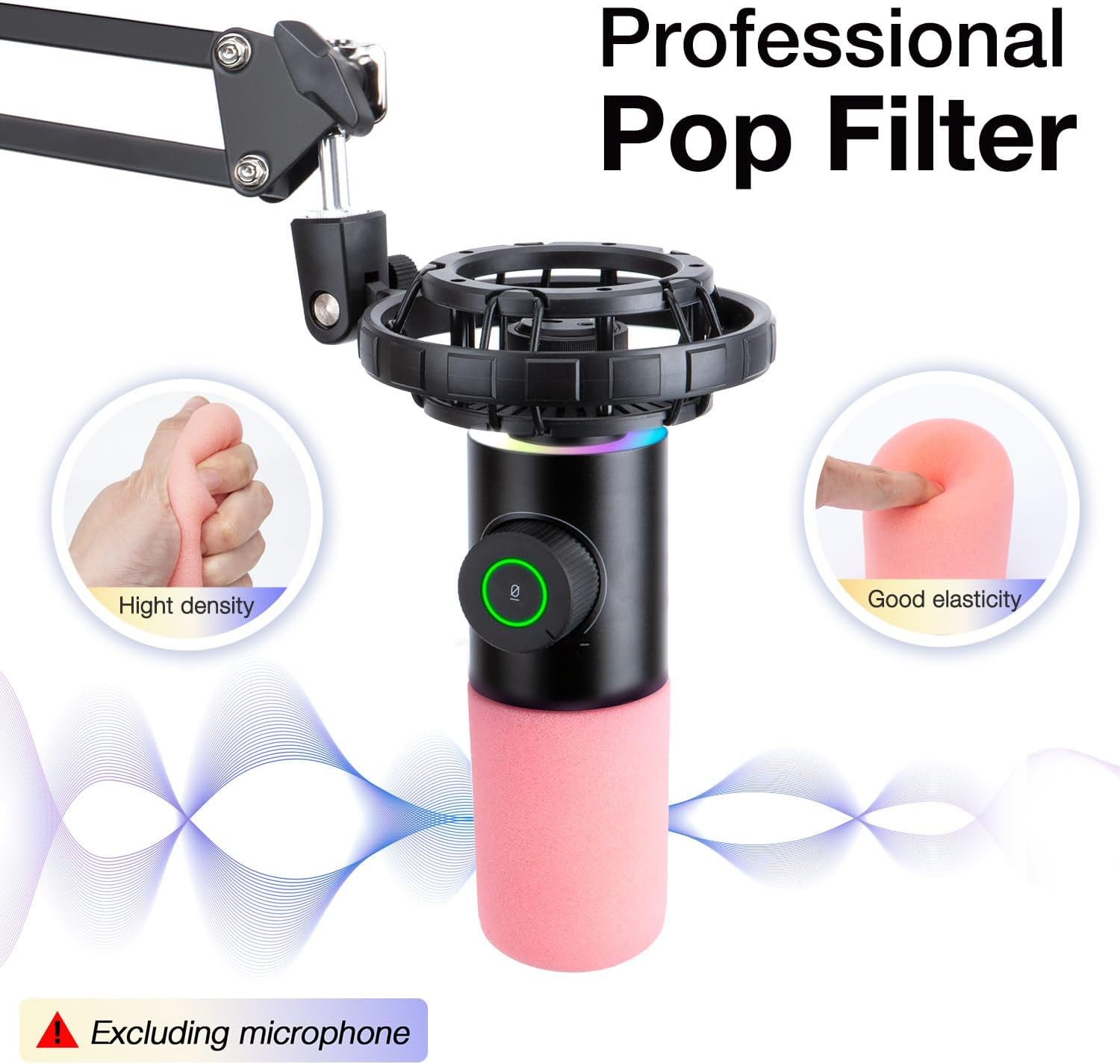 Fifine K658 Microphone Pink Pop Filter Windscreen, Noise Reduction Gaming Mic Foam Covers, Mic Foam Cover Pop Filter Compatible with Fifine K658 by SUNMON(Pink) - Image 3