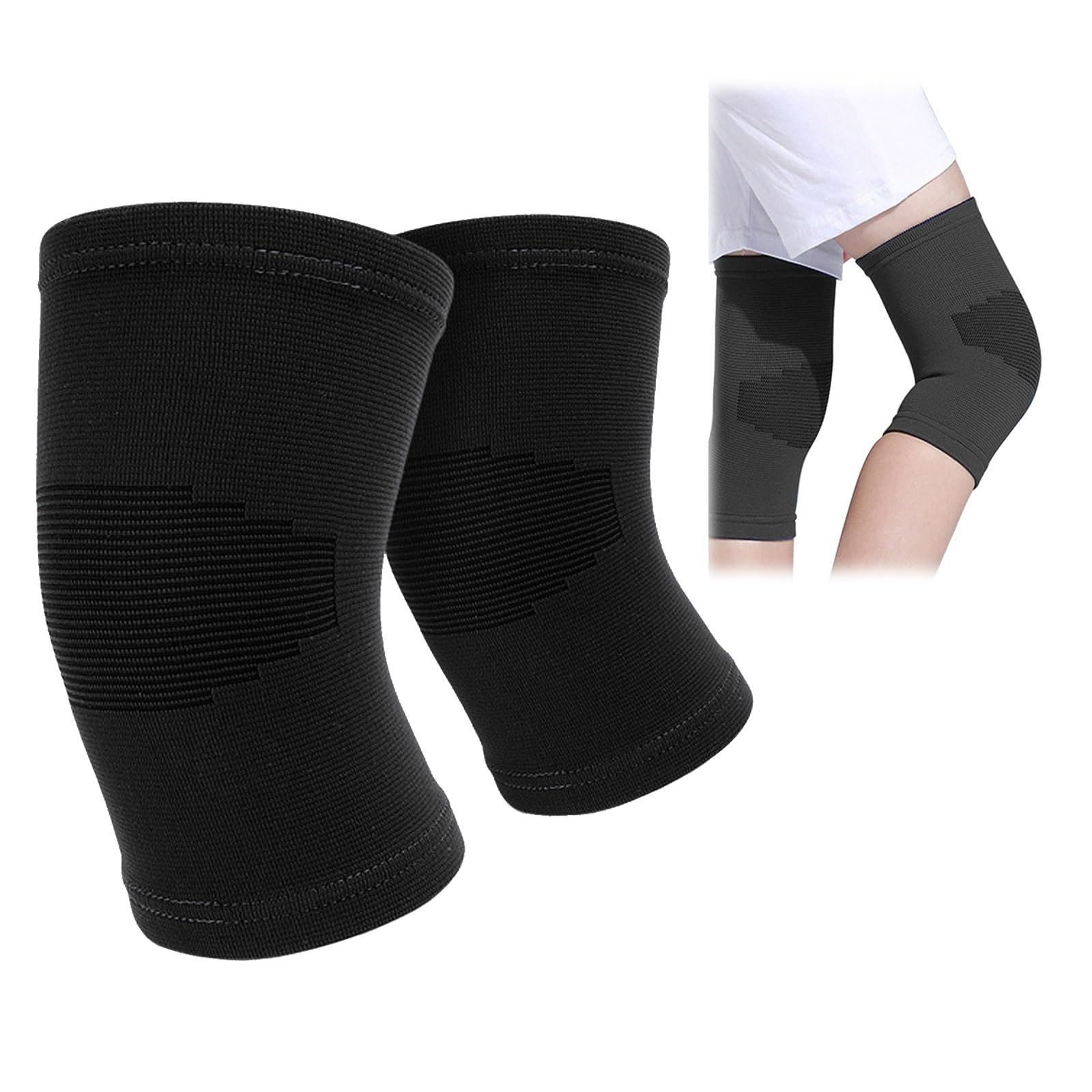 Genouillère de contention pour enfants Manchon de compression noir pour garçons et filles à partir de 7 ans Support pour les activités sportives, le football, la gymnastique le quotidien Taille uniqu