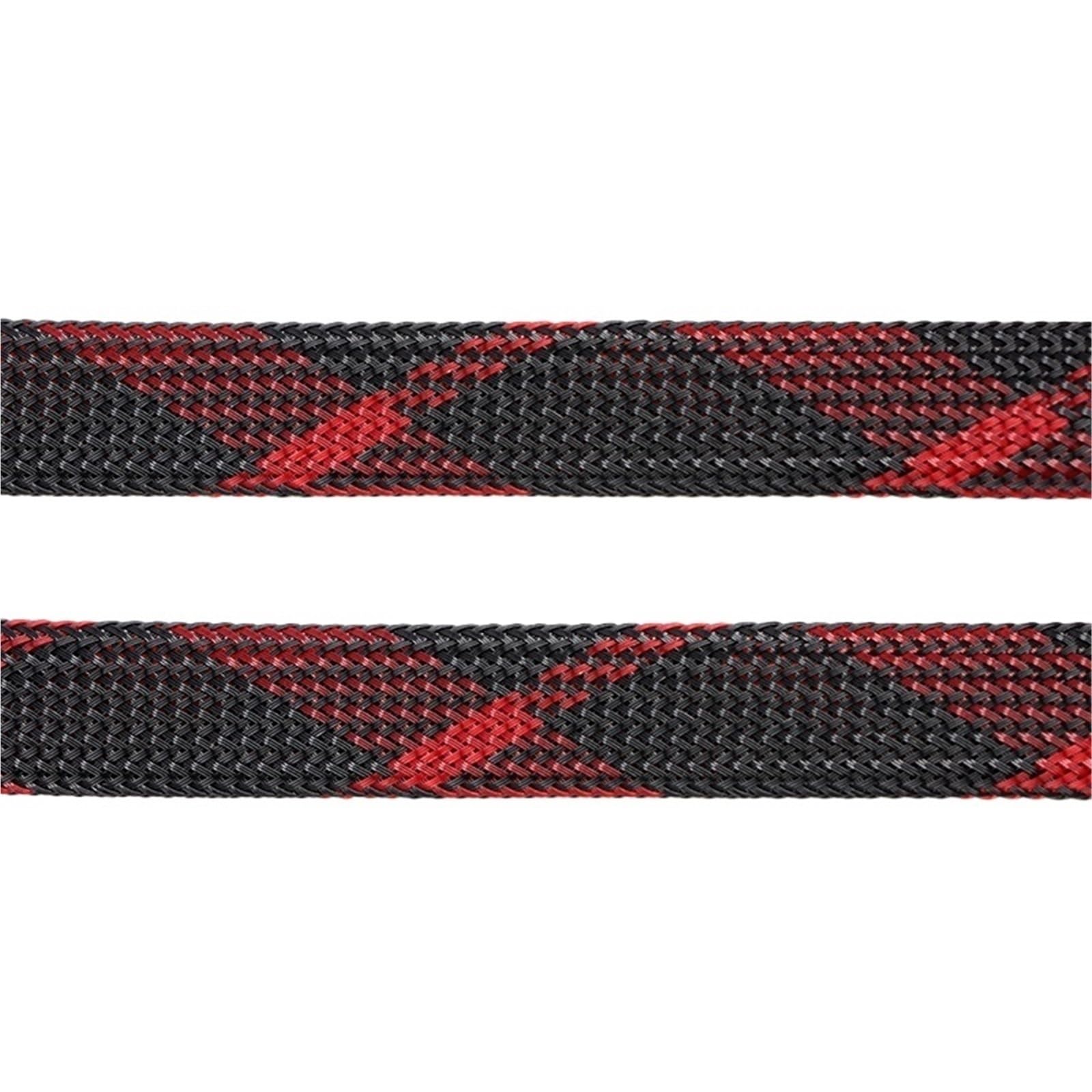Cubre Cables Funda de Cable con Aislamiento Pet de 2mm - 50mm, Funda de Alambre expandible Ajustada Negra y roja, Tubo de Funda de Malla Trenzada de Nailon ignífugo(Black Red Cross,20mm,15 Meters)